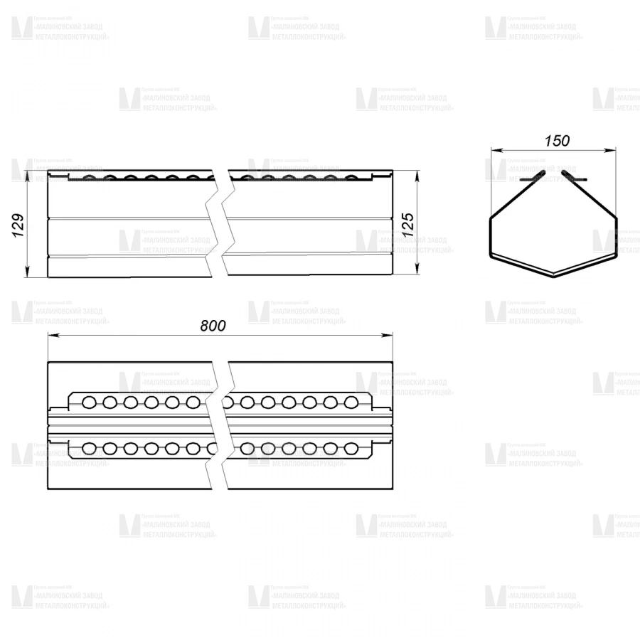 Лоток Inoxguard 150 щелевой