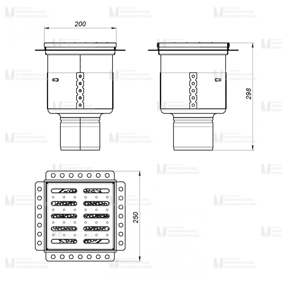 Трап Inoxguard 200х200 круглый корпус